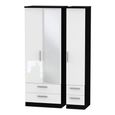 Knightsbridge Wardrobe - 3 Door - 1 Mirror - Tall Combi - White Gloss and Black