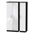 Knightsbridge Wardrobe - 3 Door - 1 Mirror - Triple - White Gloss and Black