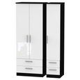 Knightsbridge Wardrobe - 3 Door - 4 Drawer - Tall Triple - White Gloss and Black