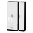 Knightsbridge Wardrobe - 3 Door - LHF 2 Drawer - Tall Triple - White Gloss and Black