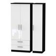 Knightsbridge Wardrobe - 3 Door - LHF 2 Drawer - Triple - White Gloss and Black