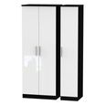 Knightsbridge Wardrobe - 3 Door - Tall Triple - White Gloss and Black