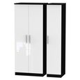 Knightsbridge Wardrobe - 3 Door - Triple - White Gloss and Black