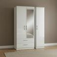Knightsbridge Wardrobe - 3 Door - 1 Mirror - LHF 2 Drawer - Combi - White Gloss