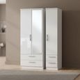 Knightsbridge Wardrobe - 3 Door - 1 Mirror - Tall - Combi - White Gloss