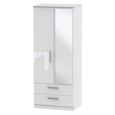 Knightsbridge Wardrobe - 2 Door - 1 Mirror - Tall - Combi - White Gloss