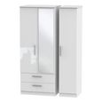 Knightsbridge Wardrobe - 3 Door - 1 Mirror - LHF 2 Drawer - Combi - White Gloss