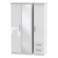Knightsbridge Wardrobe - 3 Door - 1 Mirror - RHF 2 Drawer - Combi - White Gloss