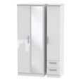 Knightsbridge Wardrobe - 3 Door - 1 Mirror - RHF 2 Drawer - Tall - Combi - White Gloss