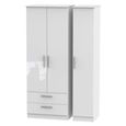 Knightsbridge Wardrobe - 3 Door - LHF 2 Drawer - Tall - Triple - White Gloss