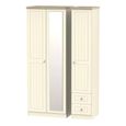 Vienna Wardrobe - 3 Door - 1 Mirror - RHF 2 Drawers - Tall - Combi - Cream