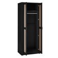 Clearance - Sydney Wardrobe - 2 Door - Black and Faux Rattan - FSS16514