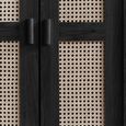Clearance - Sydney Wardrobe - 2 Door - Black and Faux Rattan - FSS16514