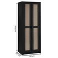 Clearance - Sydney Wardrobe - 2 Door - Black and Faux Rattan - FSS16514