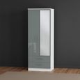 Knightsbridge Wardrobe - 2 Door - 1 Mirror - Combi - Grey Gloss and White