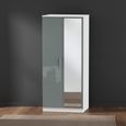 Knightsbridge Wardrobe - 2 Door - 1 Mirror - Grey Gloss and White