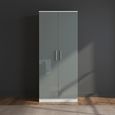 Knightsbridge Wardrobe - 2 Door - Plain - Grey Gloss and White