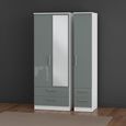 Knightsbridge Wardrobe - 3 Door - 1 Mirror - Combi - Tall - Grey Gloss and White