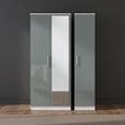 Knightsbridge Wardrobe - 3 Door - 1 Mirror - Triple - Grey Gloss and White