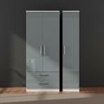 Knightsbridge Wardrobe - 3 Door - LHF 2 Drawers - Triple - Grey Gloss and White
