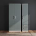 Knightsbridge Wardrobe - 3 Door - RHF 2 Drawers - Triple - Grey Gloss and White