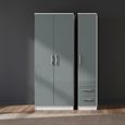 Knightsbridge Wardrobe - 3 Door - RHF 2 Drawers - Triple - Tall - Grey Gloss and White