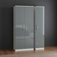 Knightsbridge Wardrobe - 3 Door - Triple - Grey Gloss and White