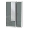 Knightsbridge Wardrobe - 3 Door - 1 Mirror - Combi - Tall - Grey Gloss and White