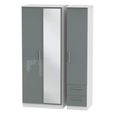 Knightsbridge Wardrobe - 3 Door - 1 Mirror - RHF 2 Drawers - Combi - Grey Gloss and White