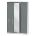 Knightsbridge Wardrobe - 3 Door - 1 Mirror - Triple - Grey Gloss and White