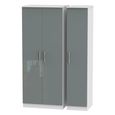 Knightsbridge Wardrobe - 3 Door - Triple - Grey Gloss and White