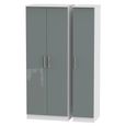 Knightsbridge Wardrobe - 3 Door - Triple - Tall - Grey Gloss and White
