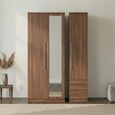Sherwood Wardrobe - 3 Door - 1 Mirror - RHF 2 Drawer - Combi - Walnut