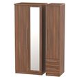 Sherwood Wardrobe - 3 Door - 1 Mirror - RHF 2 Drawer - Combi - Walnut