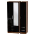 Knightsbridge Wardrobe - 3 Door - 4 Drawers - Tall Triple - Combi - Black Gloss and Walnut