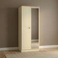 Warwick Wardrobe - 2 Door - 1 Mirror - Tall - Cream and Oak