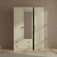 Warwick Wardrobe - 3 Door - Combi - 1 Mirror - LHF 2 Drawers - Cream and Oak