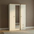 Warwick Wardrobe - 3 Door - Tall - Combi - 1 Mirror - RHF 2 Drawers - Cream and Oak