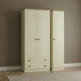 Warwick Wardrobe - 3 Door - Tall - Triple - LHF 2 Drawers - Cream and Oak