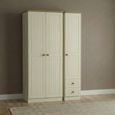 Warwick Wardrobe - 3 Door - Tall - Triple - RHF 2 Drawers - Cream and Oak
