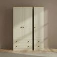Warwick Wardrobe - 3 Door - Triple - 4 Drawers - Cream and Oak