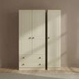 Warwick Wardrobe - 3 Door - Triple - LHF 2 Drawers - Cream and Oak
