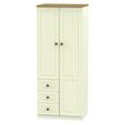 Warwick Wardrobe - 2 Door - RHF 3 Drawers - Cream and Oak