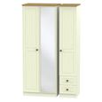 Warwick Wardrobe - 3 Door - Tall - Combi - 1 Mirror - RHF 2 Drawers - Cream and Oak