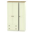 Warwick Wardrobe - 3 Door - Tall - Triple - LHF 2 Drawers - Cream and Oak