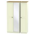 Warwick Wardrobe - 3 Door - Triple - 1 Mirror - Cream and Oak