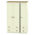 Warwick Wardrobe - 3 Door - Triple - 4 Drawers - Cream and Oak