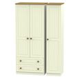 Warwick Wardrobe - 3 Door - Triple - LHF 2 Drawers - Cream and Oak