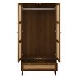Croxley Wardrobe - 2 Door - 1 Drawer - Walnut and Rattan