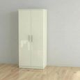 Knightsbridge Plain Wardrobe - 2 Door - Cream Gloss